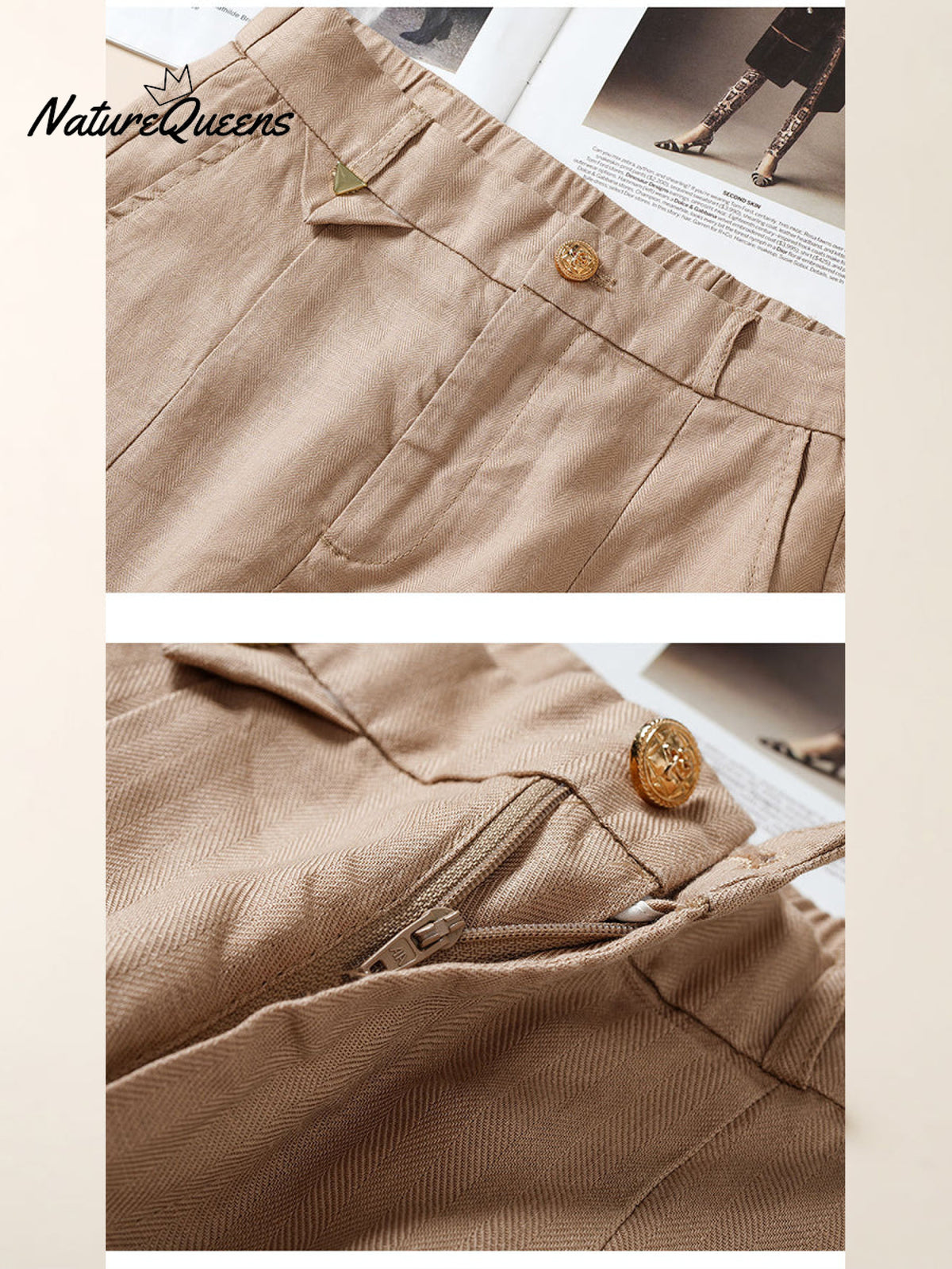 Women's Jacquard PatternTencel and Linen Casual Pants