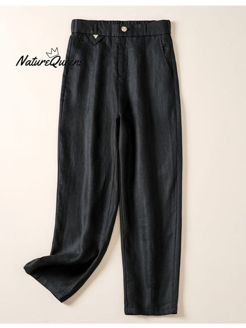 Women's Jacquard PatternTencel and Linen Casual Pants