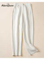 Women's Jacquard PatternTencel and Linen Casual Pants