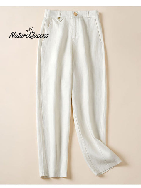 Women's Jacquard PatternTencel and Linen Casual Pants