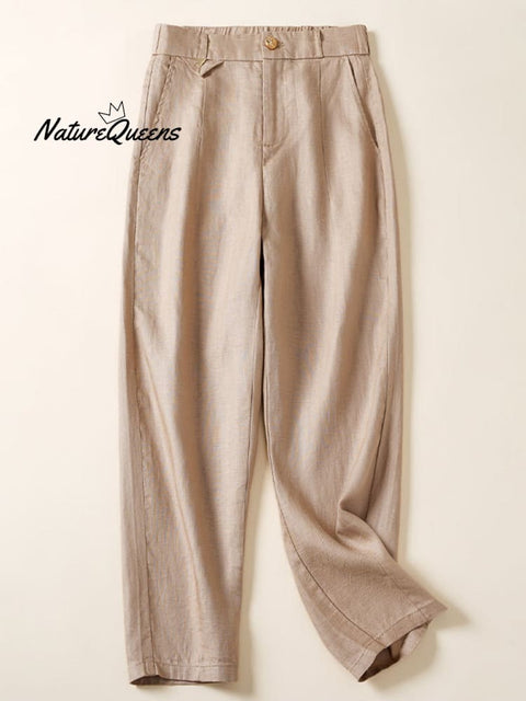 Women's Jacquard PatternTencel and Linen Casual Pants