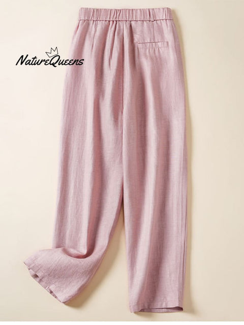 Women's Jacquard PatternTencel and Linen Casual Pants