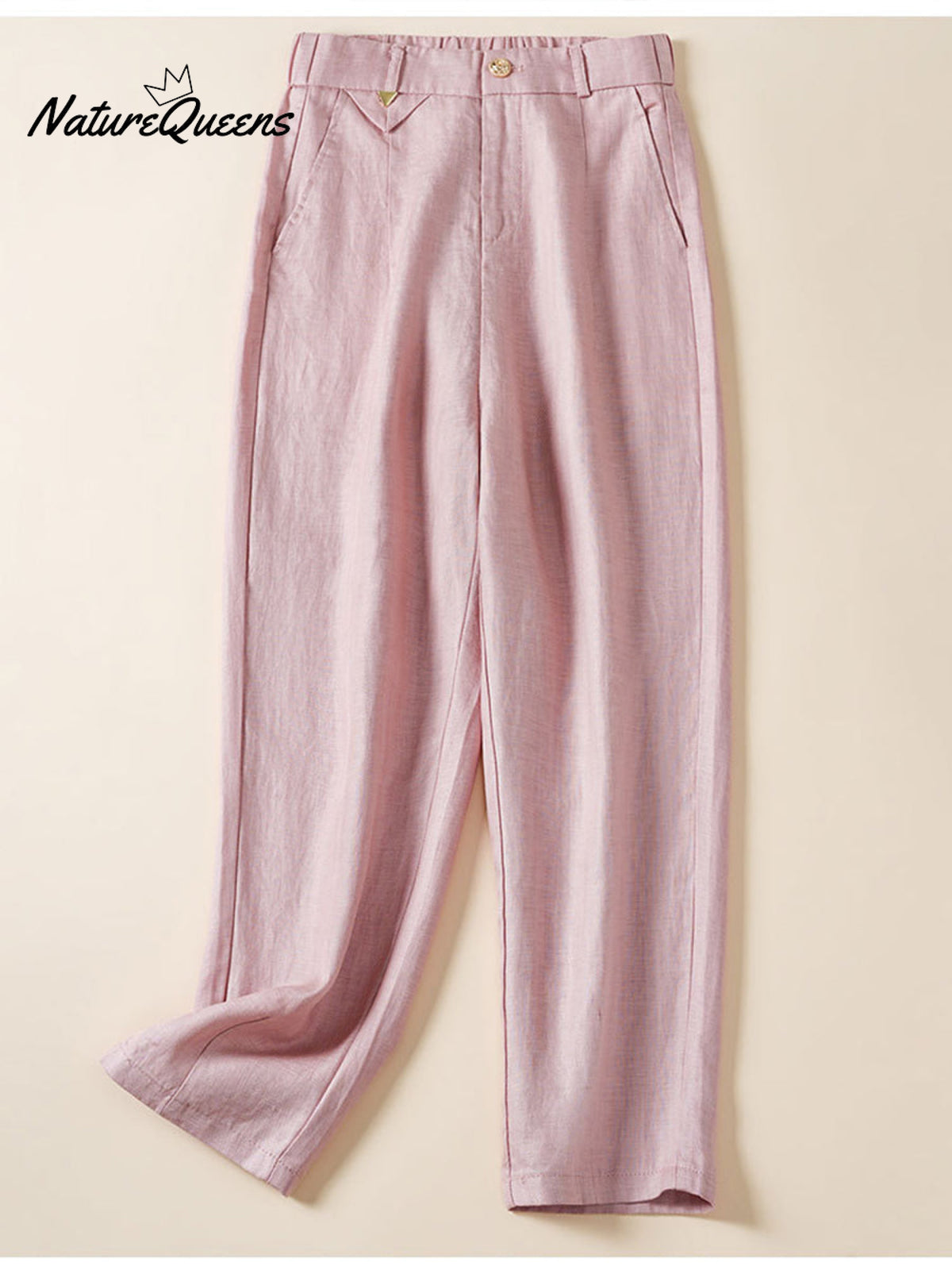 Women's Jacquard PatternTencel and Linen Casual Pants