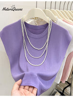 Women's Casual Slim Fit Round Neck Sleeveless Top