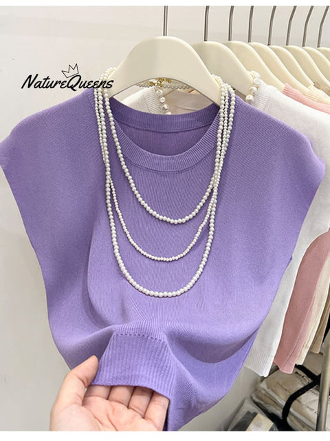 Women's Casual Slim Fit Round Neck Sleeveless Top