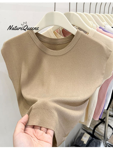 Women's Casual Slim Fit Round Neck Sleeveless Top