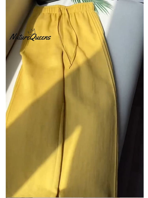 Women'sTencel and Linen Wide-leg Casual Pants