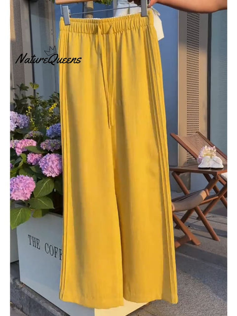 Women'sTencel and Linen Wide-leg Casual Pants