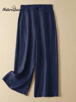Women's Jacquard PatternTencel and Linen Wide-leg Casual Pants