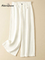 Women's Jacquard PatternTencel and Linen Wide-leg Casual Pants