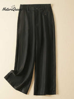 Women's Jacquard PatternTencel and Linen Wide-leg Casual Pants