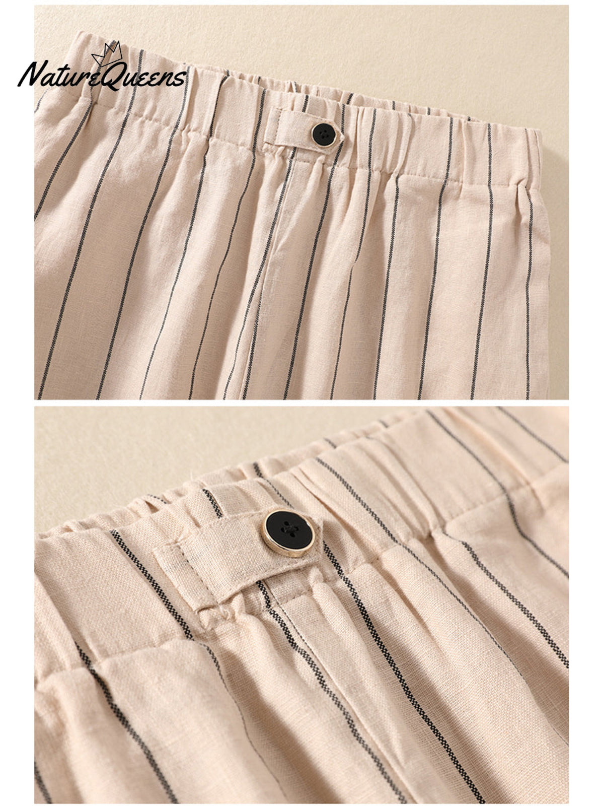 Women's Stripe Cotton And Linen Casual Pants