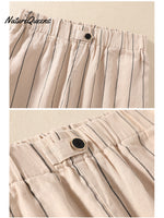 Women's Stripe Cotton And Linen Casual Pants