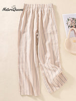 Women's Stripe Cotton And Linen Casual Pants