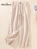 Women's Stripe Cotton And Linen Casual Pants
