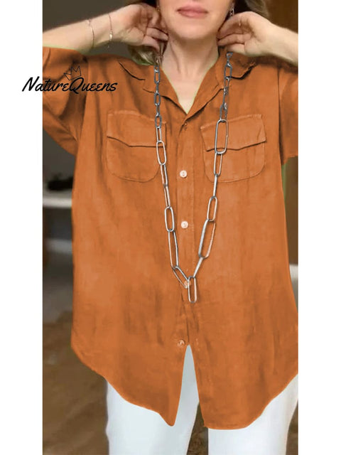 Women's Casual Long Sleeve Comfortable Cotton and Line Shirt