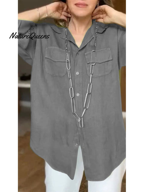 Women's Casual Long Sleeve Comfortable Cotton and Line Shirt