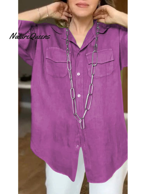 Women's Casual Long Sleeve Comfortable Cotton and Line Shirt