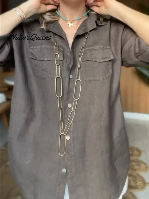 Women's Casual Long Sleeve Comfortable Cotton and Line Shirt