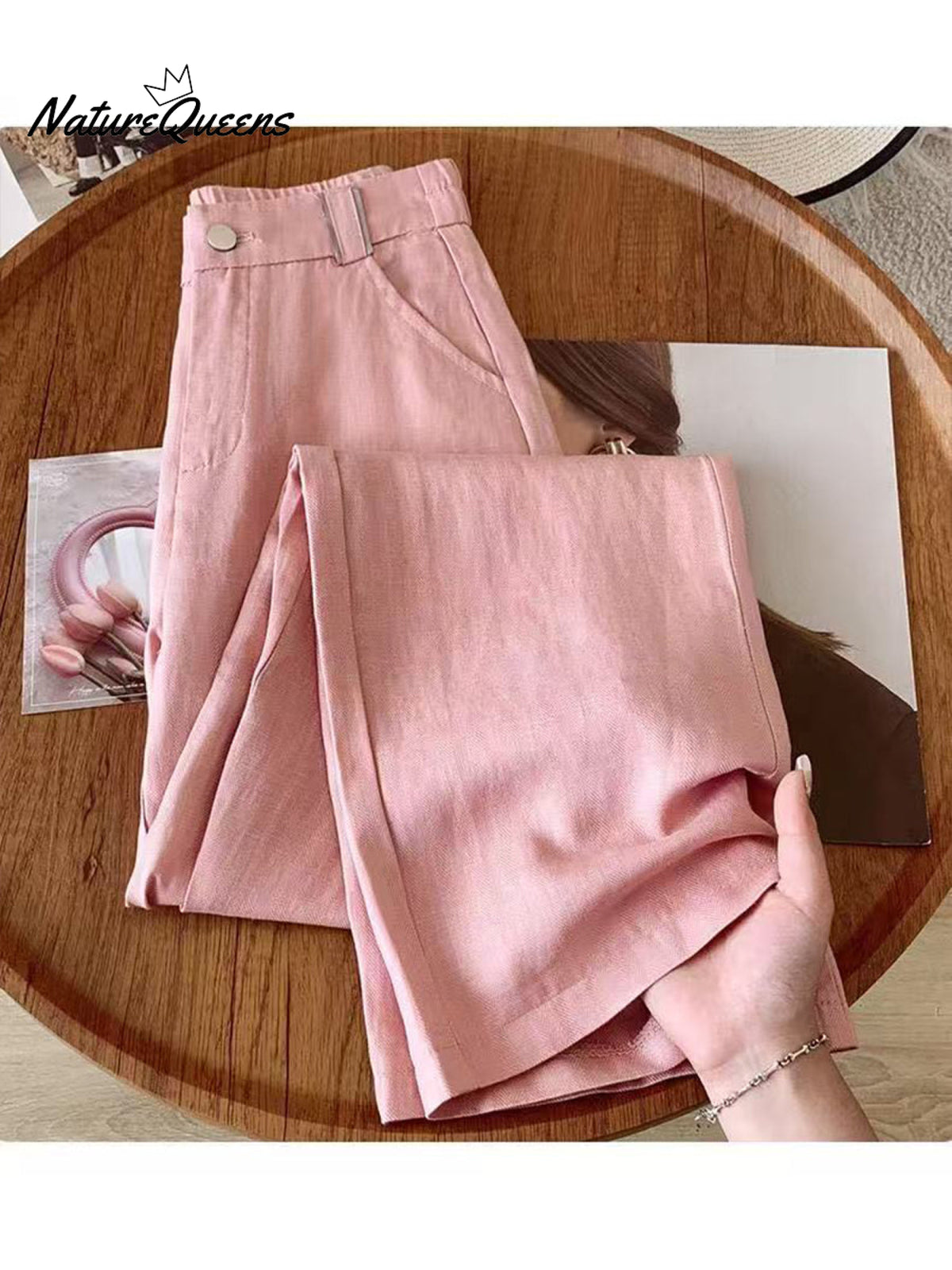 Women's Tencel and Linen Jacquard Pants