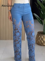 Women's Casual Hollow Embroidery Patchwork Jeans