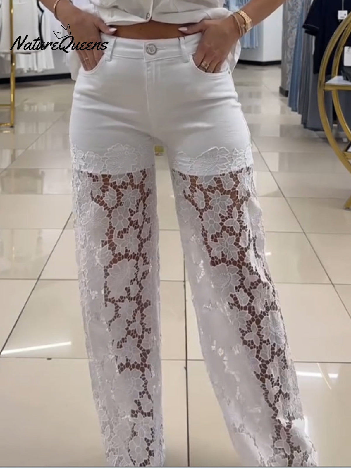 Women's Casual Hollow Embroidery Patchwork Jeans