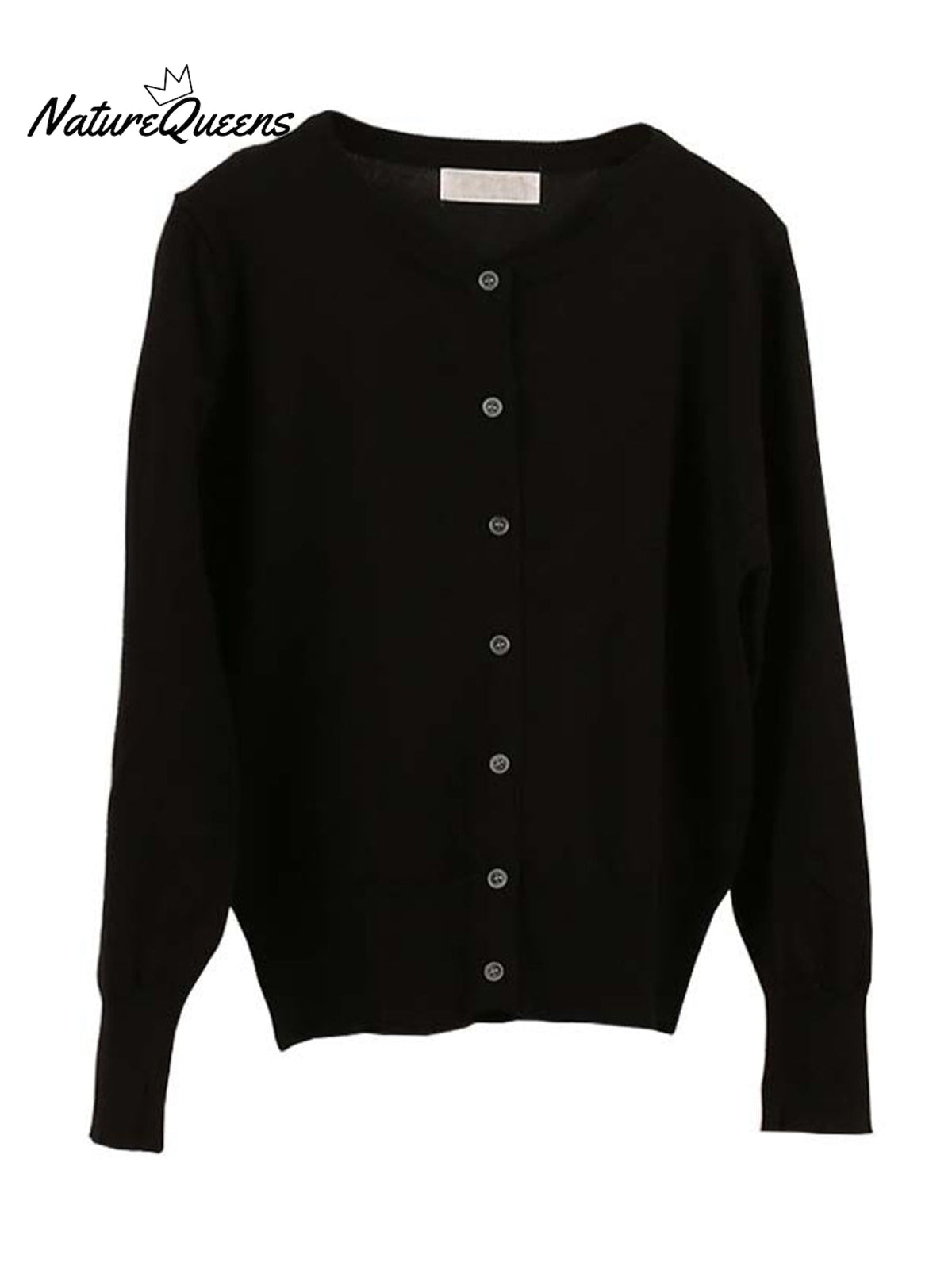 Women's Round Neck Cardigan Solid Color Loose Knit Sweater