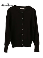 Women's Round Neck Cardigan Solid Color Loose Knit Sweater