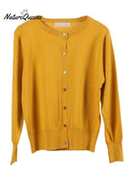 Women's Round Neck Cardigan Solid Color Loose Knit Sweater