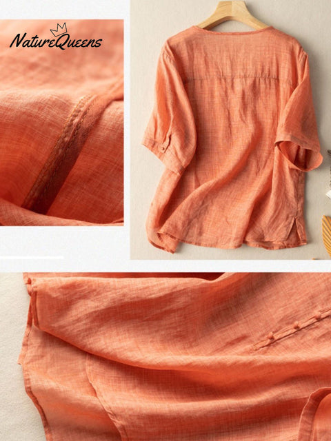 Women's  Casual Cotton And Linen Shirt