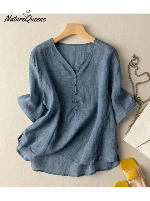 Women's  Casual Cotton And Linen Shirt