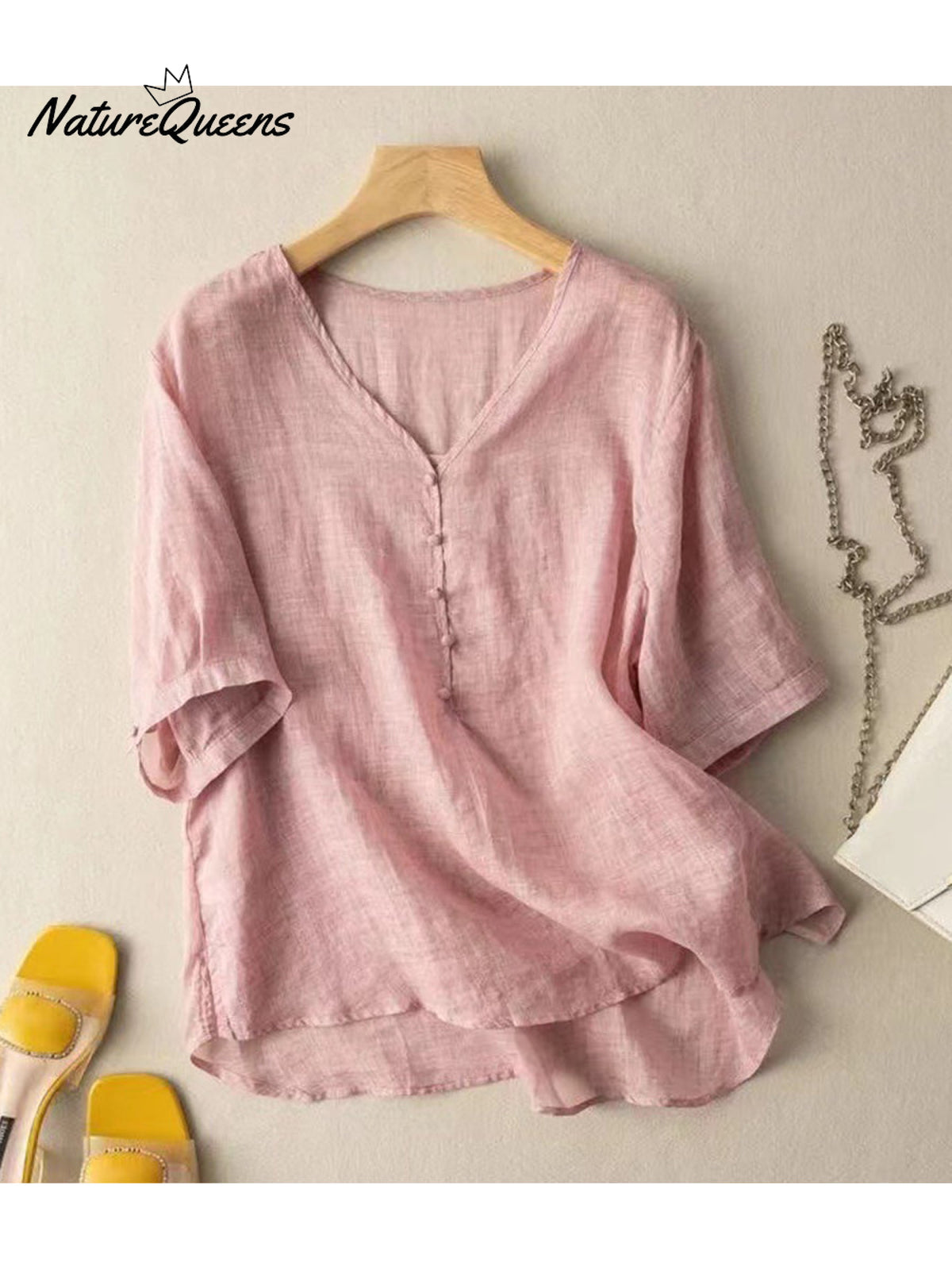 Women'sCasual Cotton And Linen Shirt