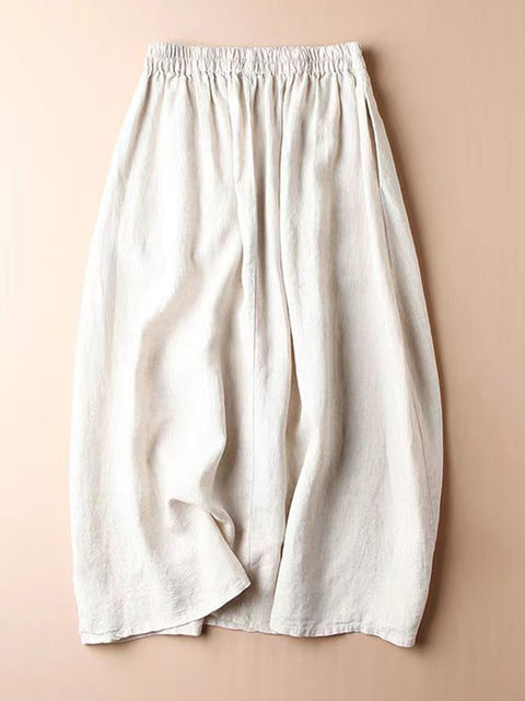 Women's Casual Cotton and Linen Embroidered Skirt