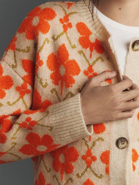 Women's Floral Button Cardigan Sweater