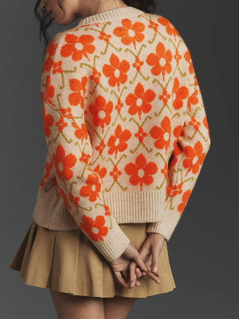 Women's Floral Button Cardigan Sweater