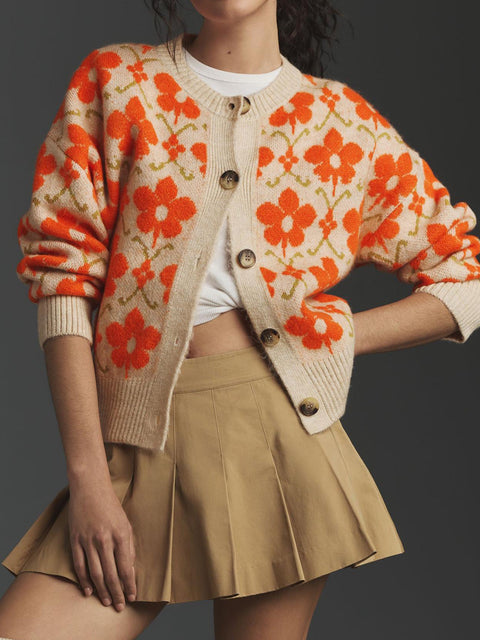 Women's Floral Button Cardigan Sweater