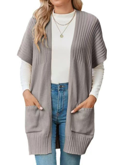 Women's Short Sleeve Wool Cardigan Sweater
