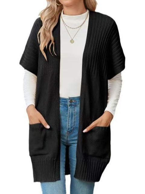 Women's Short Sleeve Wool Cardigan Sweater