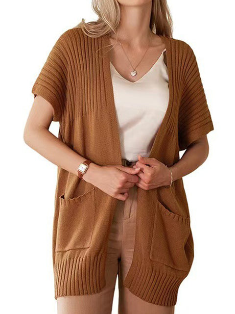 Women's Short Sleeve Wool Cardigan Sweater