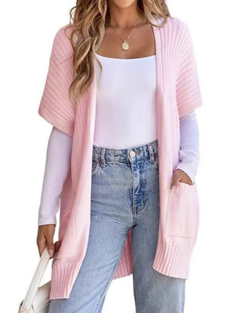 Women's Short Sleeve Wool Cardigan Sweater