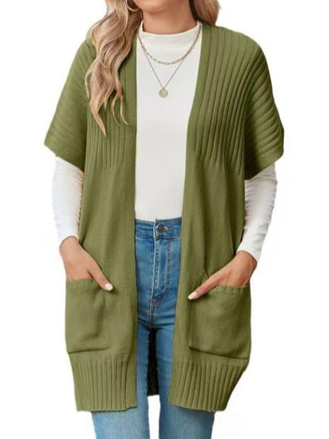 Women's Short Sleeve Wool Cardigan Sweater