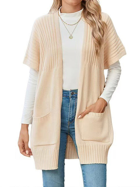 Women's Short Sleeve Wool Cardigan Sweater