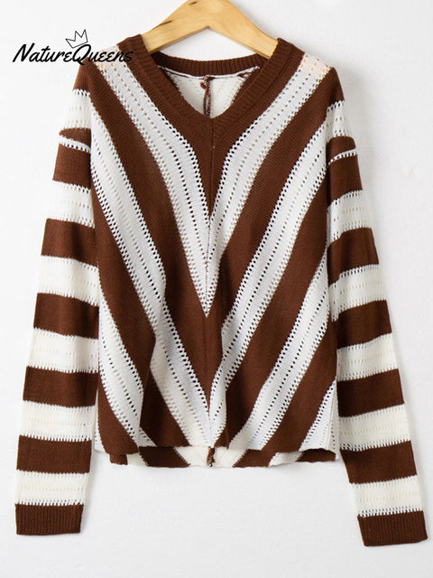 Women's Stripe Casual Pullover Sweater