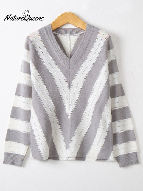 Women's Stripe Casual Pullover Sweater