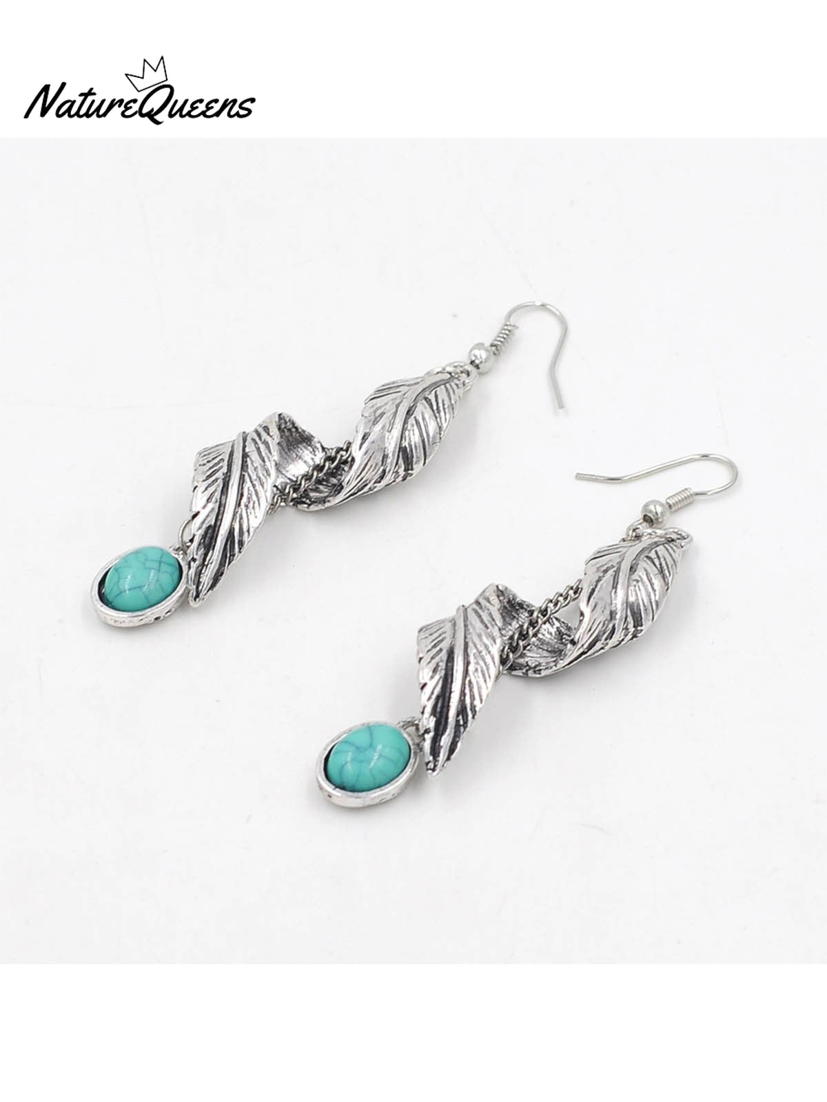 Feather Vintage Turquoise Earrings