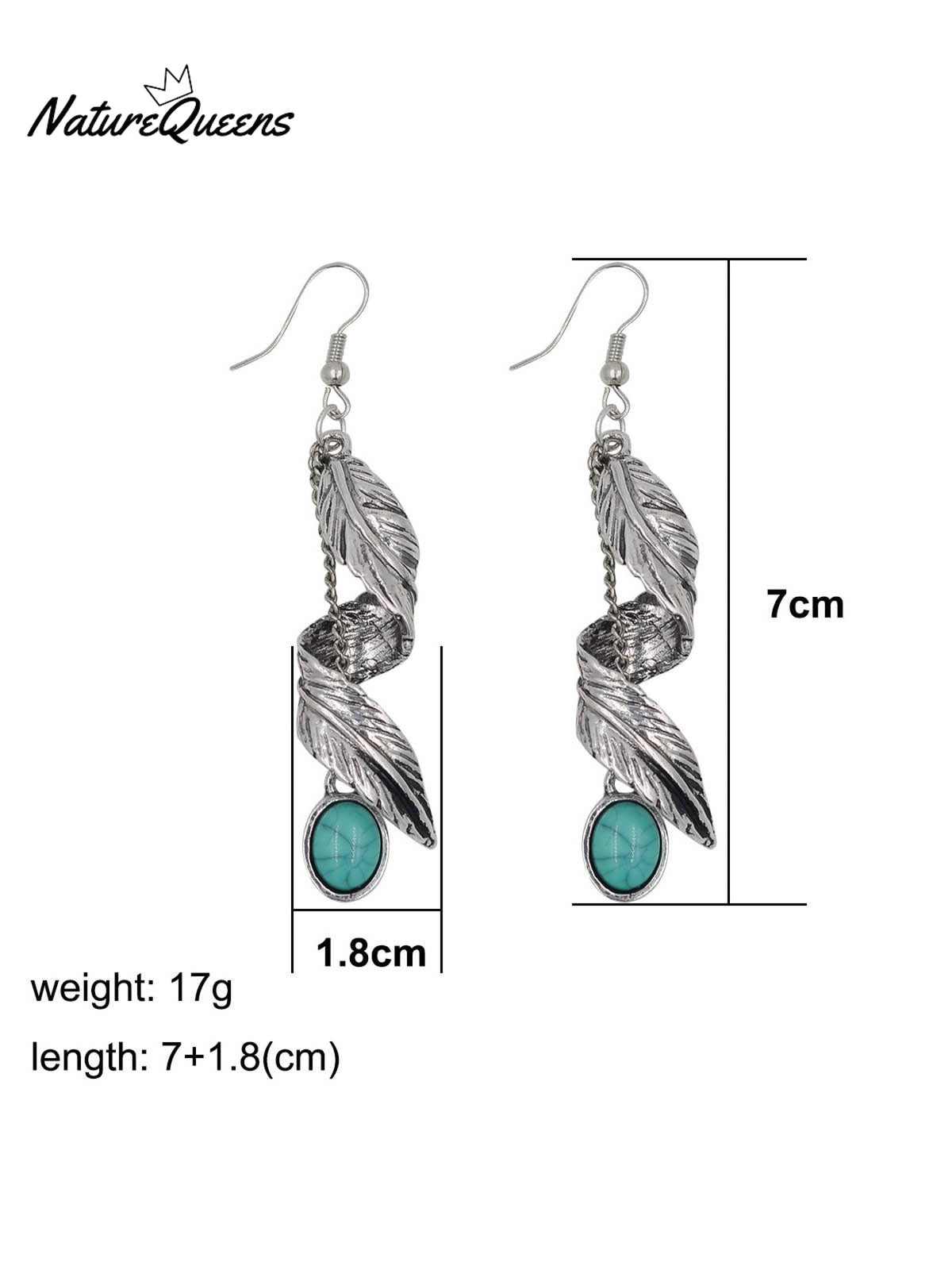 Feather Vintage Turquoise Earrings