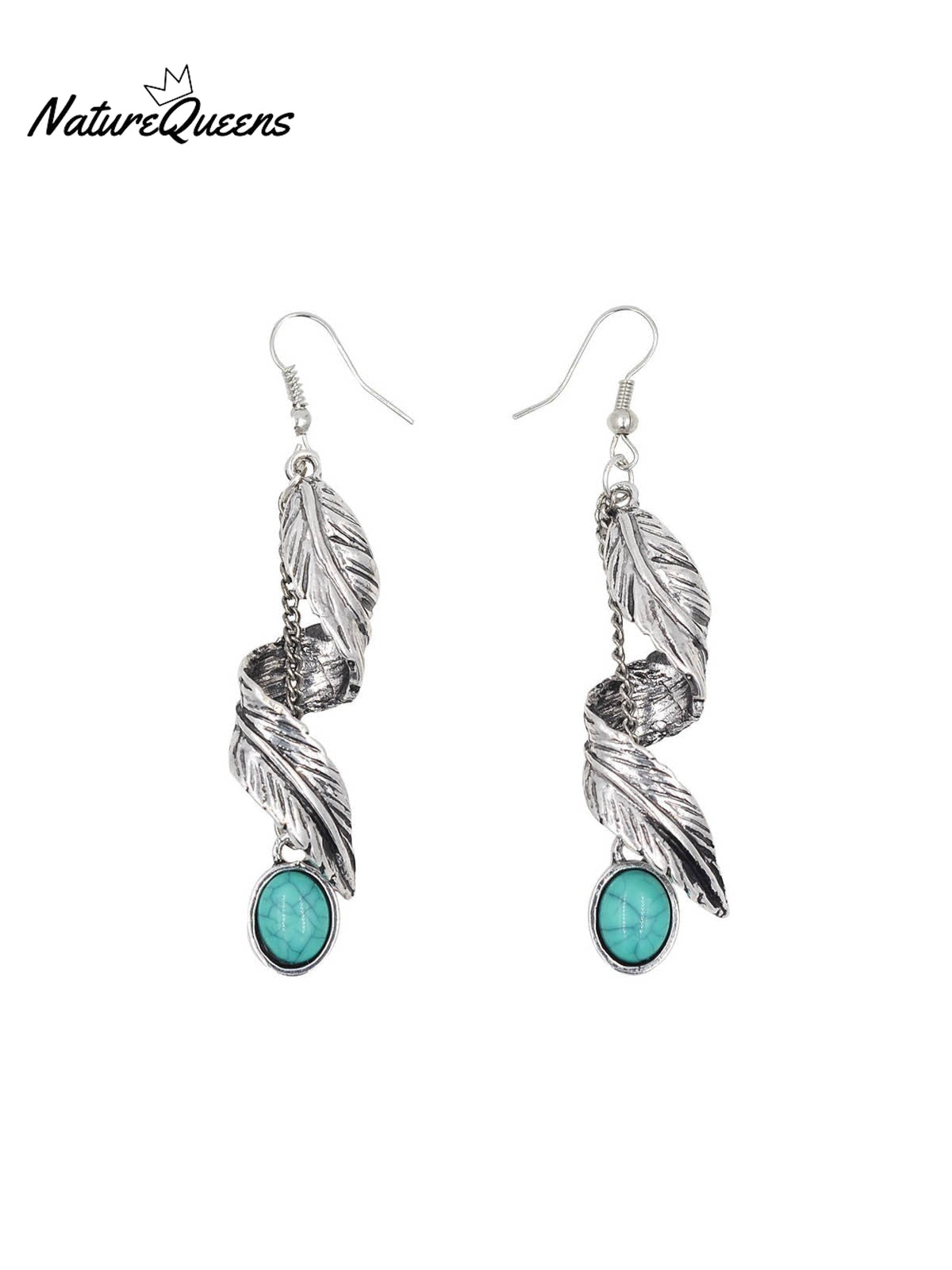 Feather Vintage Turquoise Earrings
