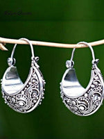 Women's Vintage Silver Round Earrings
