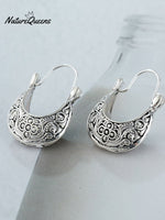 Women's Vintage Silver Round Earrings