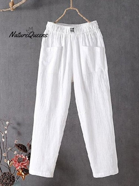 Casual Plain Natural Ankle Pants Straight Pants